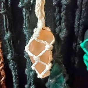 Peach sea glass hemp necklace